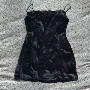 Aritzia Elegant Black Satin Slip Dress